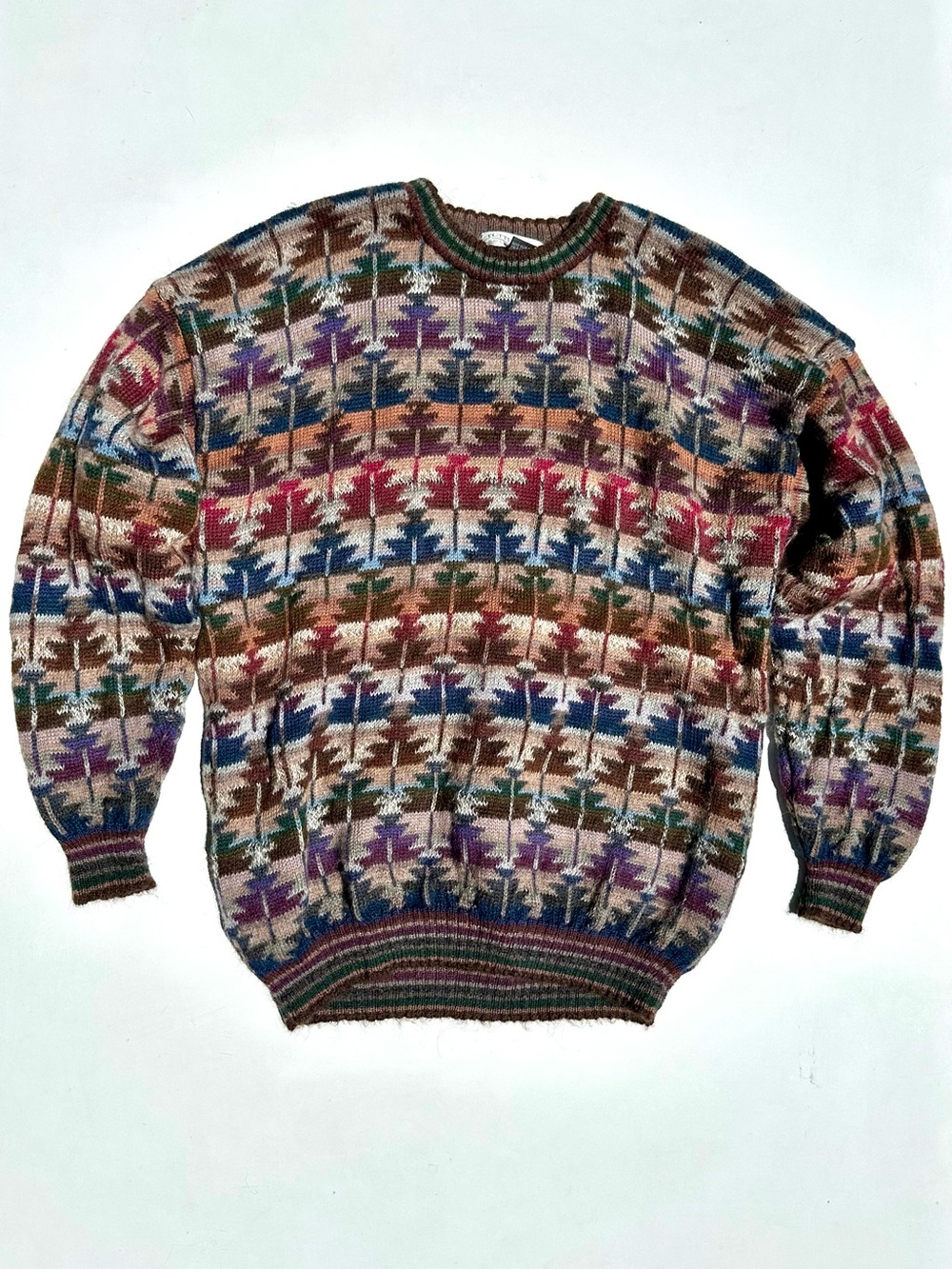 100% Alpaca Tuttle Golf Multicolor Fair Isle Patterned Crewneck Sweater - Men, M